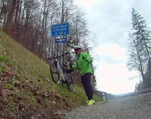 Daniel au sommet du col du Mont d'Orzères