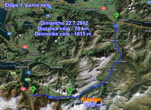 Itinéraire de l'étape 1